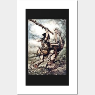 Fafnir Kills Fasolt - The Rhinegold and the Valkyries - Arthur Rackham Posters and Art